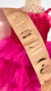 Happy Birthday Satin Sash Body Banner Birthday Girl/Queen Crown Birthday Sash Decor Accessories Shoulder Strap Banner Sash Crystal Crown Head