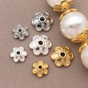 20 Chiếc 18K Đồng Mạ Vàng Dày Bạc Bạch Kim 6 Lá Cỏ Hoa Mũ DIY Trang Sức Làm Phụ Kiện Thời Trang