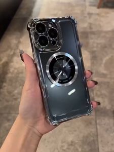 🇹🇭THSO🔥2024มาใหม่.จัดส่งทันที🔥เคสไอโฟน 11 เคสไอโฟน 13เคสโทรศัพท์ชาร์จไร้สาย Magsafe หรูหราสำหรับ iPhone 15 11 12 13 14 Pro Max Plus แม่เหล็กใสฝาครอบบัมเปอร์ชุบด้วยไฟฟ้าสถิต