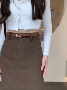 Women Korean Midi Split Denim Skirt High Waist Retro Slit A-line Skirt Midi Skirts Pencil Skirt