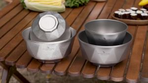 Boundless Voyage | Boundless Voyage Titanium Double Walled Bowl Travel Tableware for Rice Soup Oatmeal Yogurt Serving Bowl 1pc