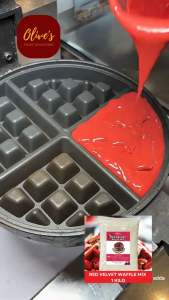 Olive’s Premium Red Velvet Waffle Mix 1KG | Easy Mix | Rich Chocolate Flavor | Crispy & Fluffy