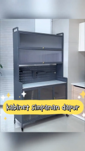 5- and 6-tier movable kitchen cabinet shelf microwave oven rack available in white/black with wheels