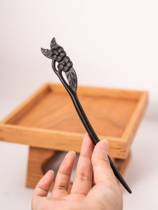 ดอกไม้ ZangYiXue ดอกไม้เหง้าผมไม้หินดำสไตล์จีนโบราณสองด้านสำหรับการหมุนผมแบบเรียบง่ายอเนกประสงค์