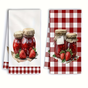 Strawberry-Themed Simple Cleaning Cloth for Home Use Scouring Pad Dish Towel Tea Towel Placemat for Washing and Drying Household Items Soft Absorbent Drying Cloth Lint-Free Non-Fading Reusable.
