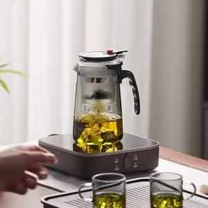 Bình Nước Thủy Tinh Trong Suốt Chịu Nhiệt GIAMXI 700ML Có Tay Cầm Di Động Ấm Pha Cà Phê Và Trà Lạnh Dùng Cho Gia Đình