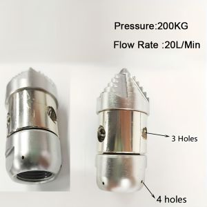 High-Pressure Stainless Steel Drain Nozzle - Industrial Grade Pipe Unclogger & Sewer Dredging Tool 1pc