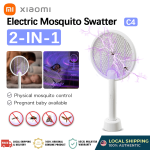 Qualitell C4 Electric Mosquito Killer Racket 2 in1 Raket Membunuh Nyamuk Elektrik Rechargeable Mosquito Swatter with LED & Stand 充电电蚊拍
