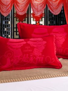 Wedding Pillowcases Cotton Pair Festive Red Dragon And Phoenix New Bride Accompaniment Pillow Core Pillowcases Soft Comfortable