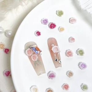 50 cái Hoa Hồng 3D kim cương giả thập cẩm móng tay trang trí móng tay phụ kiện cung cấp sang trọng bộ phận 6/8 mét mix