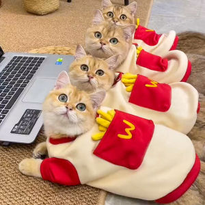 Warm Sweatshirt Pet Clothes for Cats And Dogs Anti Shedding Toy Teddy Bichon Blue Cat Small Kitten British Short Hair Pet Supplies