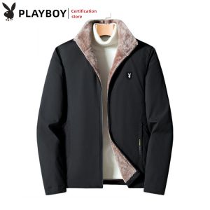Playboy Mens Winter Jacket Thickened Plush Jacket Trendy Casual Fashion Jacket