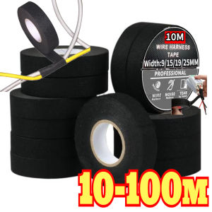 25mm 19mm 15mm 9mm Black Velvet Wiring Bundle Flame Loom Harness Retardant Electrical Tape Adhesive Cloth Fabric Wiring