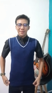 R17BP - Rompi Rajut Pria & Wanita | Warna Merah Biru Motif Polos Garis Putih | Vest Bahan Premium 100%