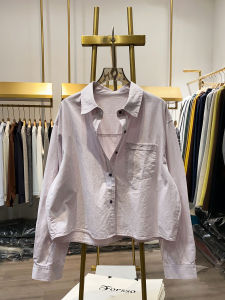 Womens Casual Loose Single Pocket Shirt Spring Autumn New Style Back Button Design Breathable Comfortable Long Sleeve Top