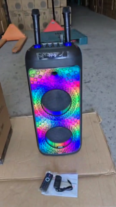 SKG ลำโพง ล้อลาก พกพา บลูทูธ 8นิ้วx2ดอก 30wRMS ไมค์ลอย 2ตัว ไฟวิบวับ (ปิด-เปิดได้) รุ่น KG-076 สีดำ