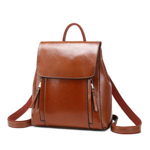 Colorin Kite Retro Leather Backpack Womens New Fashion Commuter Handbag Soft Shoulder Strap Large Capacity Waterproof