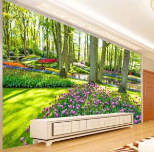 Custom Wallpaper 3D Motif Taman Wallpaper bunga Taman 3D wallpaper bunga 3d termurah
