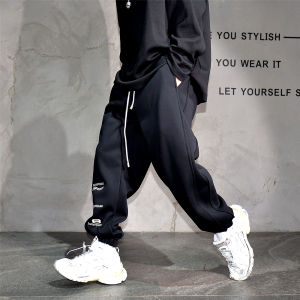 กางเกงวอร์มสเวตเตอร์กีฬาลำลองชายสไตล์อเมริกันปักลายตัวอักษรสีเทาปักลายตัวอักษรสเวตเตอร์กีฬาลำลองผ้ากำมะหยี่