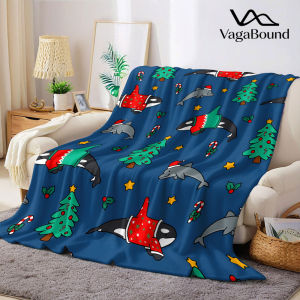 Xmas Orca Cove Flannel Blanket Warm Soft Halloween Christmas Decorative Couch Warm Cozy All-Season Gift