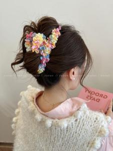 Smart Color ~ Wool Knitting Barrettes Back Head Grip Female Fancy 2024 New Arrival Ins Shark Clip Large