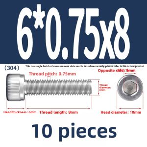 POWER&STRONG | 304 Stainless Steel Fine Thread Hex Socket Cap Screw