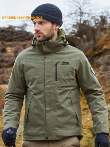 Jeep | Jeep Mens Outdoor Soft Shell Jacket Inner Liner Waterproof Warm Workwear Coat Breathable Professional Mountain Climbing Suit