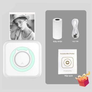 Máy In Nhiệt Mini Cầm Tay Không Mực Tạo Nhãn Dán Ảnh Nhật Ký Ghi Chú - Kết Nối Bluetooth Máy In Bỏ Túi Nhỏ Gọn