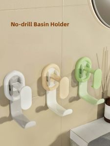Bathroom Foldable Face Wash Basin Storage Rack No Drilling Wall Mounted Multi-Function Bucket Holder Plastic Organizer