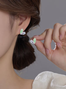 YICAN | S925 Sterling Silver Green Heart Zircon Earrings for Women
