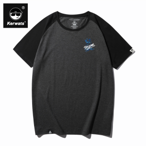 เสื้อยืดแขนสั้นลายหมียิ้ม KERWATS สำหรับผู้ชาย ทรงหลวม สไตล์ฮ่องกง แฟชั่นฤดูร้อน เสื้อยืดคอกลมแขนสั้นลายพิมพ์ลายเรขาคณิต