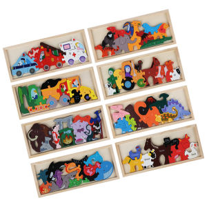 Large Size Animal 3D Puzzle Toys for Kids Traffic Farm Stacking High Blind Foldable Educational Wooden Blocks Playsets