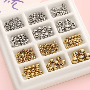 Stainless Steel Spacer Beads DIY Handmade Bracelet Accessories Small Golden Beads Jewelry Making Materials Hand Chain