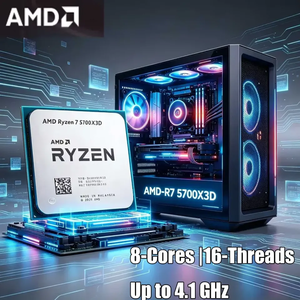 AMD | AMD R7 5700X3D Ryzen 7 5700X3D 3GHz Base 4.1GHz Boost 96MB