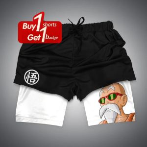 Bandai | Summer Y2k Mens Shorts Anime Dragon Ball Print Double-layer 2-1 Compression Pants jogging Quick Dry Beach Pants Gym Clothing