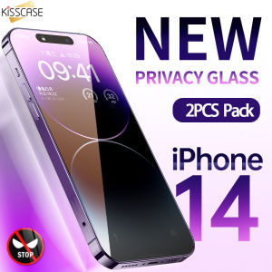 2 Pieces Pack KISSCASE For iPhone 15 Pro Max 14 Plus 13 12 11 Full Coverage Elecshion Screen Protector Anti-peeping Tempered Glass Screen Protector Explosion-Proof Protective Glass