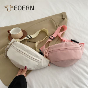 EDERN 2025 กระเป๋าคาดหน้าอกแฟชั่นเรียบง่ายสำหรับผู้หญิงกระเป๋าสะพายข้างสำหรับนักเรียนหญิงความจุขนาดใหญ่กระเป๋าสลิงกระเป๋าคาดเอวเล่นกีฬากลางแจ้งแบบลำลอง