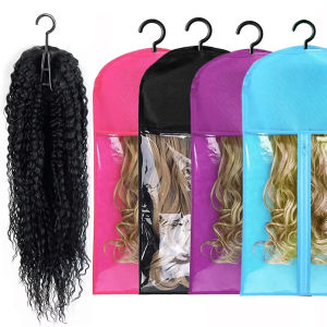 WholesaleLong Wig Storage Bag Holder Case Hair Extensions Storage Bag With Hanger For Wig Hair Extension Storage Bag With Hanger