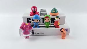 Bandai | 7Pcs/Set Pocoyo Animal Toy Bird Duck Elephant Doll Model Scene Ornaments Anime Cartoon Cute Pvc Figures Toys