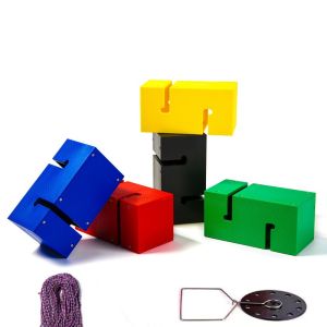 Outdoor Pull Rope Stack Tower Color Block Set Team Cooperation Game Prop For Corporate Team Building Training Event Supplies