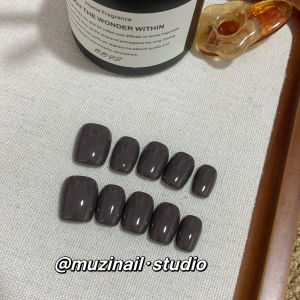 Nhựa Móng Tay Pure Color Gradient Grey Đơn Giản Tông Màu Trắng Làm Đẹp Ngắn Cao Cấp Hoàn Thiện Móng Tay Giả Móng Tay Giả