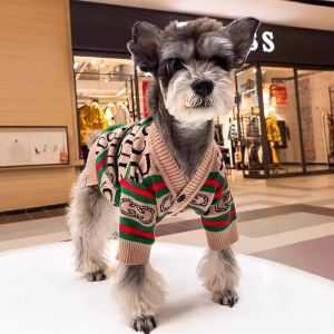 Trendy Autumn Winter Dog Sweater Shawl Collar Warm Anti Shedding for Teddy Schnauzer Bichon Pet Clothes Casual Style Shirt