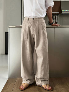 DAVID&ME | Lightweight Breathable Cotton Linen Loose Trousers Casual Pants