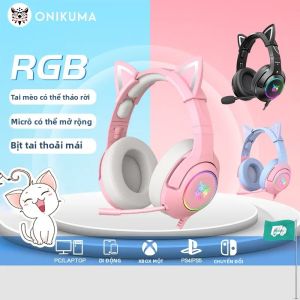 Onikuma K9 Tai nghe có dây với RGB ánh sáng linh hoạt HD Mic 3.5mm chơi game tai nghe máy tính Tai nghe cho PC Gamer PS4 Xbox