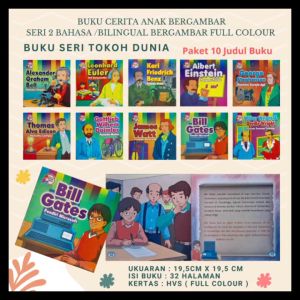 Cerita Anak Bergambar : Seri Tokoh Dunia ( Bilingual Full Colour ) 1 Paket Seri isi 10 buku