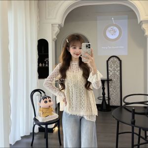 XUECAIQI | Youthful Early Spring Floral Base Layer Vest Jacket Jeans Set