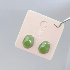 Artificial Jasper Jade Stud Earrings for Women Girls Vintage High Grade Green Beads Earrings