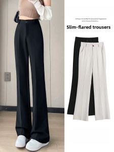 JIANGLU | High Waist Flared Pants Womens Autumn Drapey Wide Leg Casual Slim Straight Loose Horse Hoof Flared Pants Street Style Sports Leisure