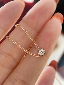 Mini Single Diamond Bubble Diamond Necklace for Women High Grade Sterling Silver Color Gold Ultra Fine Clavicle Chain Simple Mori Normcore Style