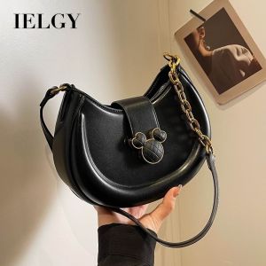 IELGY Ladies Retro Underarm Bag Fashion Chain Saddle Bag All-Match Texture Messenger Bag